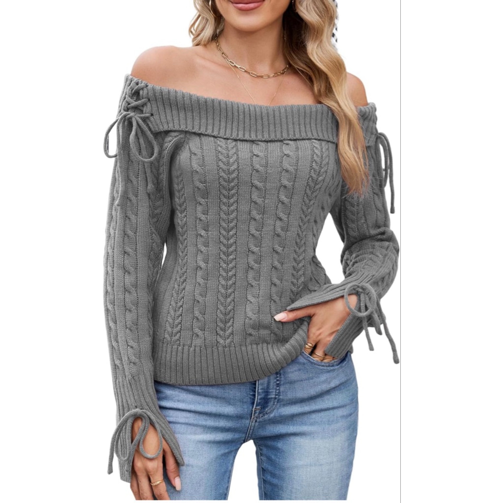 New Cropped Knit Sweater Boat Neck Long Sleeve Pullover 6
